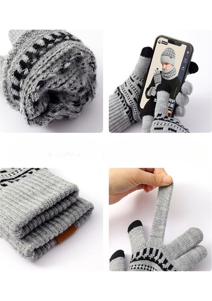 Sonbahar ve Kış Erkek Örme Şapka Üç Parçalı Set (Yurt Dışından) fırsatları