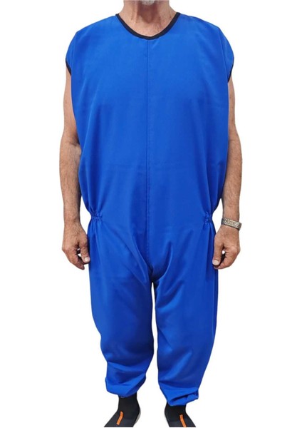 Yazlık Kolsuz Hasta Bakım Kıyafeti Hasta Tulumu Hasta Bakım Sağlık Tulumu Demans Tulum Small Beden