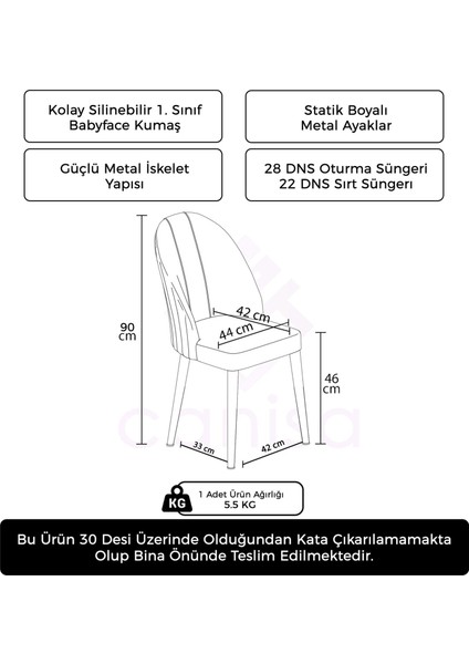 Mara Serisi 6 Adet Babyface Kumaş Siyah Metal Ayak Mutfak Sandalyesi modelleri