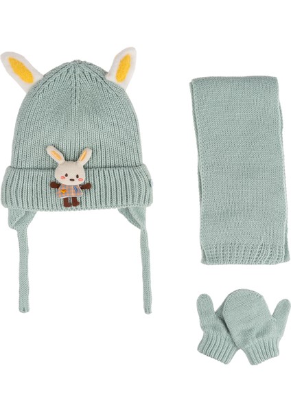 Kitti 0-12 Ay Kız Bebek & Çocuk Aksesuarlı Içi Polarlı Atkı Bere Eldiven 3'lü Takım