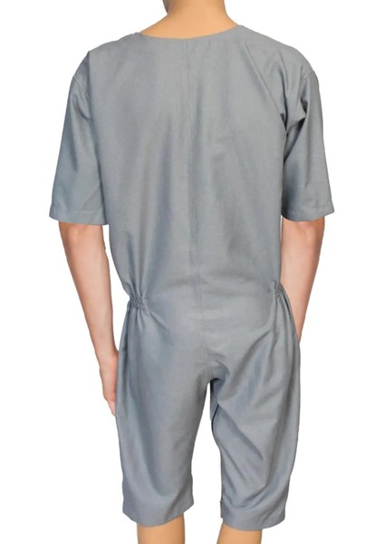 Özel Tasarım Kısa Kol Gri Renk & Demans Hasta Tulumu & Hasta Bakım Tulumu - Large Beden fiyatları