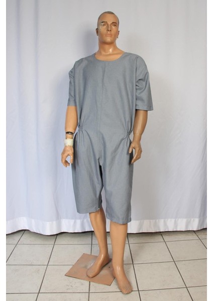 Yeni Nesil Kısa Kol Demans Tulumu Hasta Bakım Kıyafeti Hasta Tulumu - Small