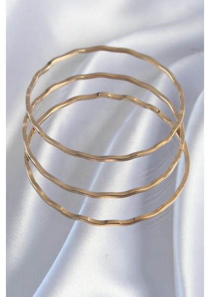 316L Çelik Gold Renk Dalgalı Model Bilezik Seti - TJ-BB6177 fiyatları