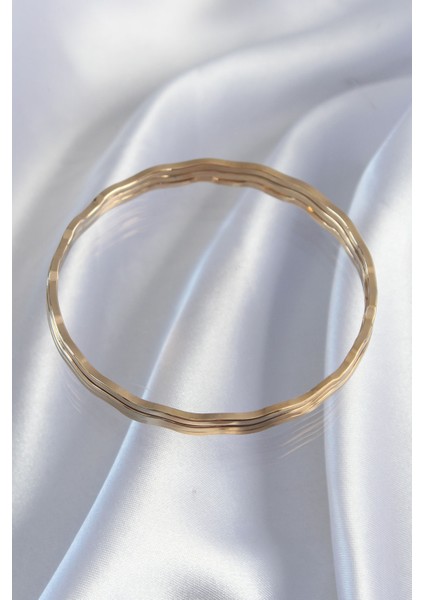 316L Çelik Gold Renk Dalgalı Model Bilezik Seti - TJ-BB6177 modelleri