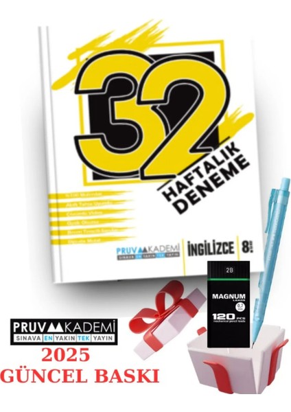 Pruva Akademi 8. Sınıf İngilizce 32 Haftalık Deneme + Faber Eğitim Seti