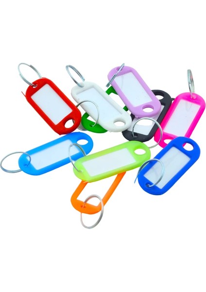 Plastik Isim Yazılabilen Karışık Renk 10 Adet Anahtarlık (5CMX2CM)