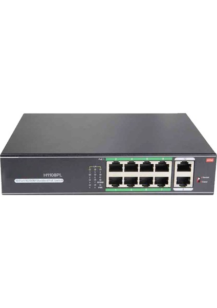 H1108PLS 8 Port 10/100MBPS Poe Switch 2 Uplink - 8 Port Poe Switch 100W Watt