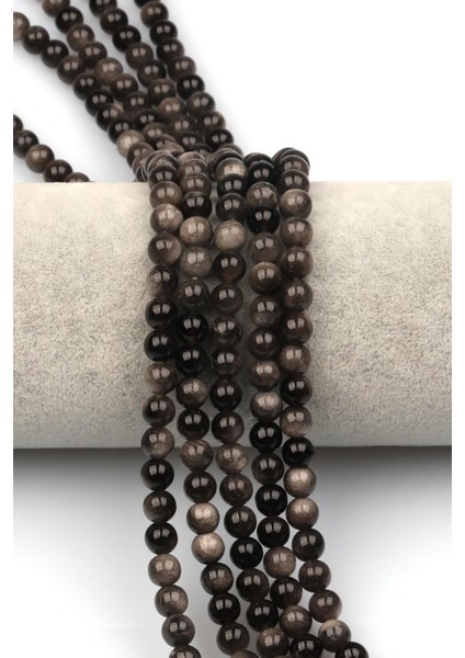 Silver Obsidyen Doğaltaş Dizi 6 mm Küre Kesim