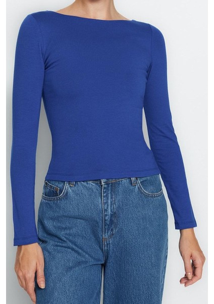 Stil Kadın Pamuklu Esnek Fitted Vücuda Oturan Esnek Bluz Crop Örme Slim Kalıp indirimleri