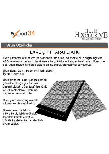 Gümüş Puaniye Geometrik Desenli Siyah Jakar Dokuma Elegant Yünlü Çift Taraflı Atkı