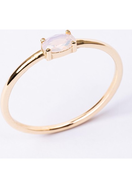 Gümüş Yüzük - Gümüş Yüzük - 0.50 Karat Oval Sade Minimal Pembe Kuvars 925 Ayar Tektaş Gümüş Yüzük fiyatları