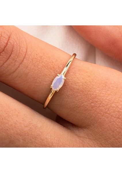 Gümüş Yüzük - Gümüş Yüzük - 0.50 Karat Oval Sade Minimal Pembe Kuvars 925 Ayar Tektaş Gümüş Yüzük modelleri