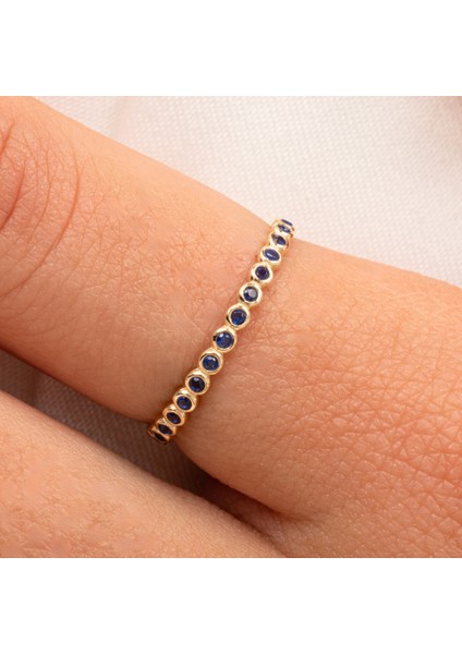 Gümüş Yüzük - Gümüş Yüzük - 0.30 Karat Safir Taşlı Yarım Tur 925 Ayar Hediye Gümüş Yüzük modelleri