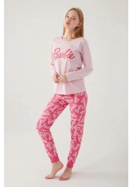 Barbie 1766 Kadın Yuvarlak Yaka Uzun Kol Pijama Takım modelleri