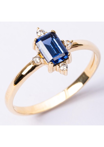 Gümüş Yüzük - Octagon Kesim Safir Taşlı 0.95 Karat Pırlanta Montorü Şık 925 Ayar Gümüş Yüzük modelleri