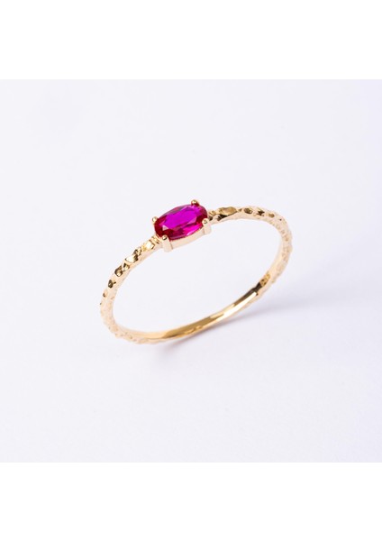 Gümüş Yüzük - Gümüş Yüzük - Ruby Taşlı Dövülü Eskitme Minimal Tasarım Tektaş 925 Ayar Gümüş Yüzük fırsatları