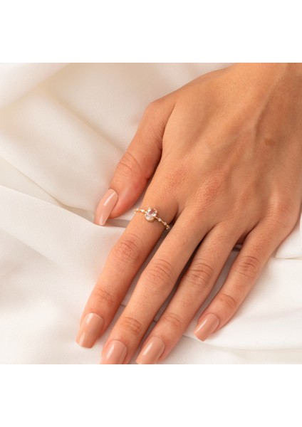 Gümüş Yüzük - Gümüş Yüzük - Morganit Taşlı Kadın Modern Tasarım 925 Ayar Gümüş Evlilik Teklifi Yüzüğü indirimleri