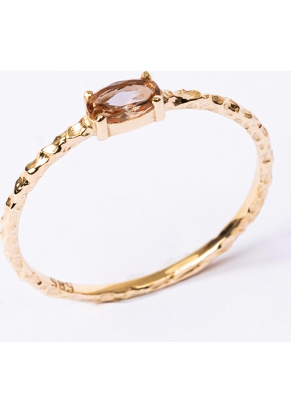 Gümüş Yüzük - Gümüş Yüzük - Zultanit Taşlı El Yapımı Dövülü Minimal Tasarım Tektaş 925 Ayar Gümüş Yüzük