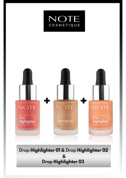 Drop Highlighter Likit Aydınlatıcı 01 & 02 & 03 3'lü Makyaj Seti