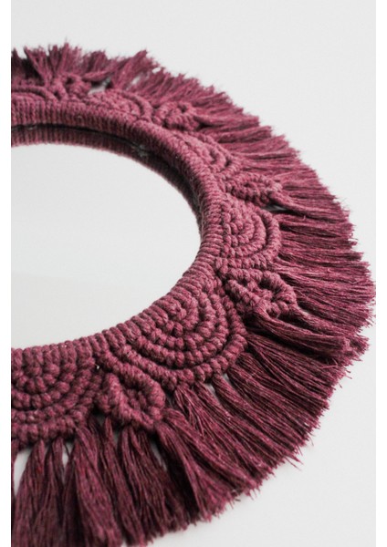 Mor Renkli Makrome Ayna 37X37 cm fiyatları