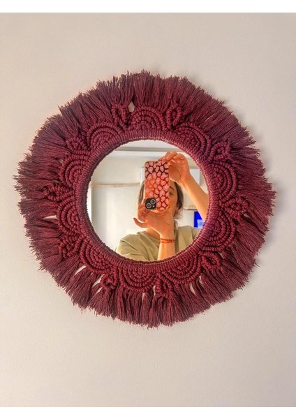 Mor Renkli Makrome Ayna 37X37 cm fırsatları