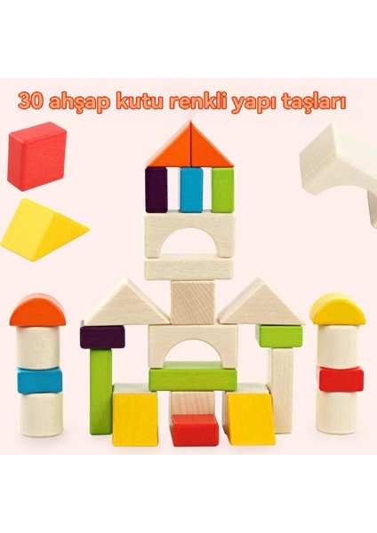 Ağaç 30 Parça Renkli Ağaç Kutusu Genç Çocuklar Için Blok Seti, Biftek Ağaç Şekli Tanınması, Büyük Blok Seti, Erken Eğitim Bulmacası Oyuncağı (Yurt Dışından)