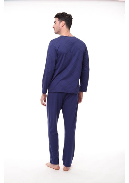 1400 Büyük Beden Erkek Uzun Kollu Pijama Takım