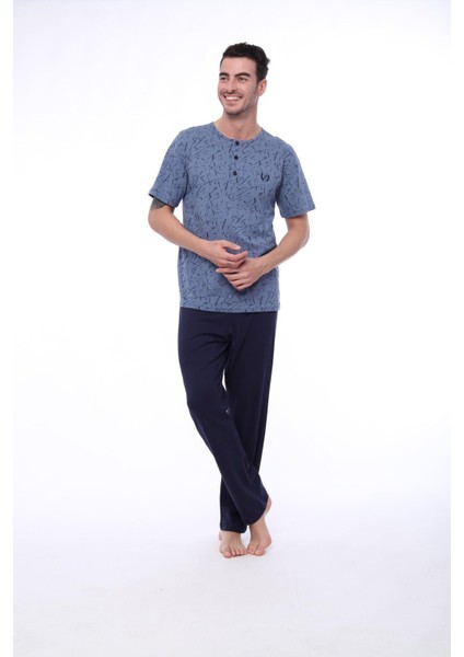 Erkek 1403 Erkek Kısa Kollu Desenli Pijama Takım
