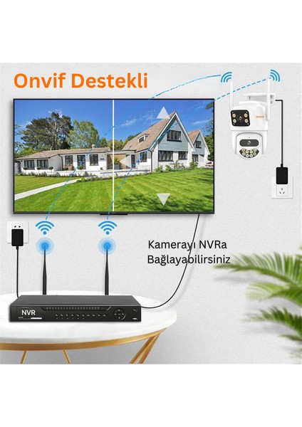 AV-S306 Wifi güvenlik kamerası 3Mp + 3 Mp Çift kamera ptz renkli gece görüş harekete duyarlı kayıt 256 gb sd kart desteği