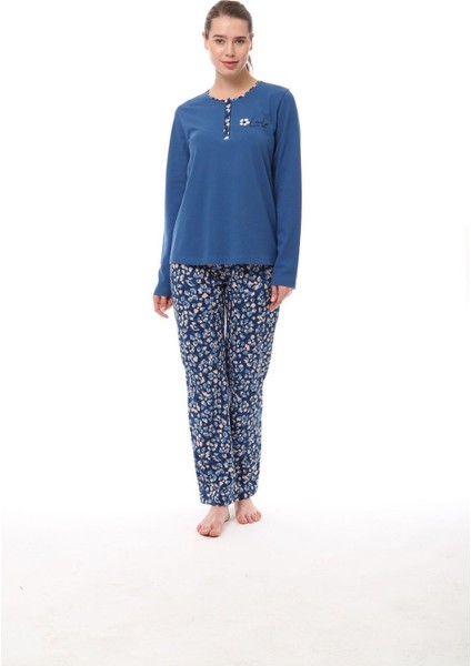 1558 Büyük Beeden Kadın Uzun Kollu Pijama Takım