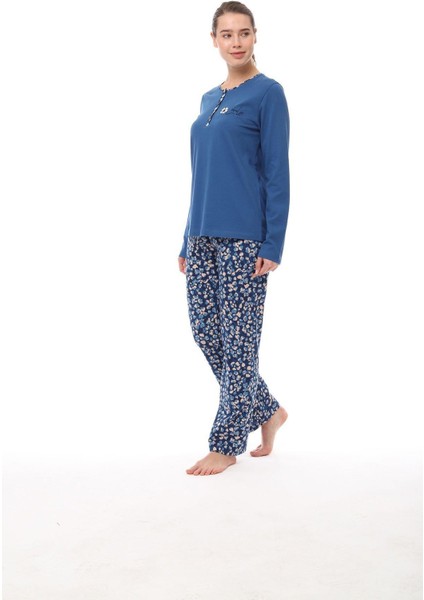 1558 Büyük Beeden Kadın Uzun Kollu Pijama Takım