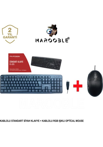 Kablolu Standart Q Klavye Siyah + Optical Mouse Seti
