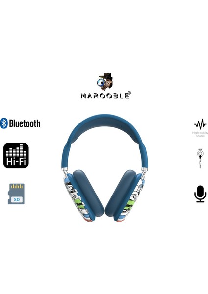 P9 Desenli? Kablosuz Bluetooth Kulak Üstü Wi?reless Kulaklik