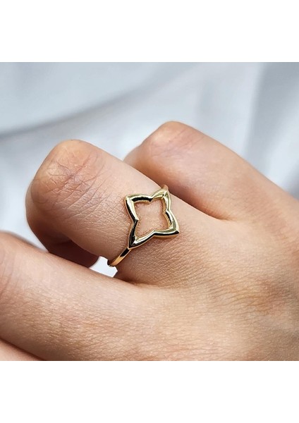 Altın Yüzük - Dört Yapraklı Zarif Yonca 14 Ayar Altın Yüzük modelleri