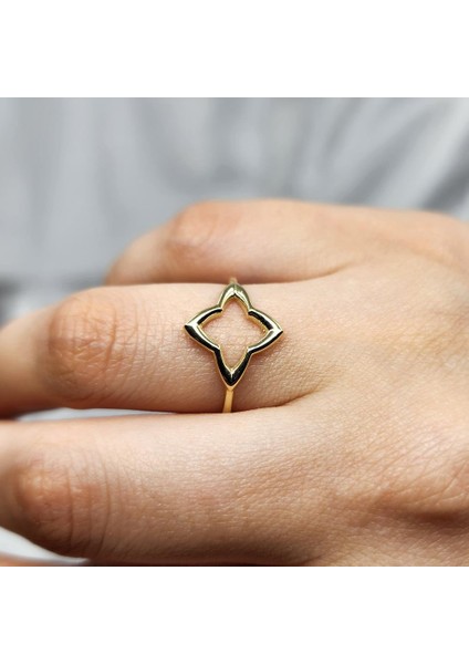 Altın Yüzük - Dört Yapraklı Zarif Yonca 14 Ayar Altın Yüzük indirimleri