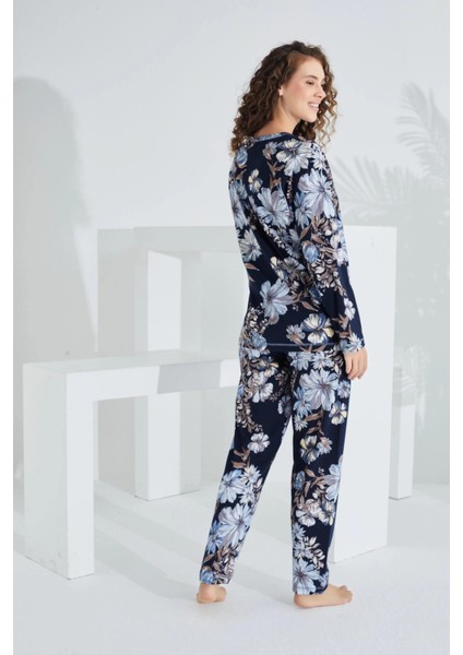 98282 Kadın %100 Pamuk Uzun Kol Kadın Pijama Takımı