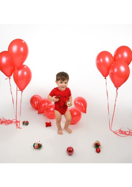 % 100 Pamuk Bebek Body Happy New Year Desen