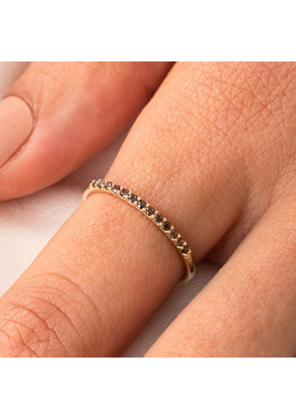 Yarım Tur Altın Yüzük - 14 Ayar Altın 0.25 Karat Yarım Tur Smoky Taşlı Yüzük