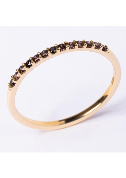 Yarım Tur Altın Yüzük - 14 Ayar Altın 0.25 Karat Yarım Tur Smoky Taşlı Yüzük fiyatları