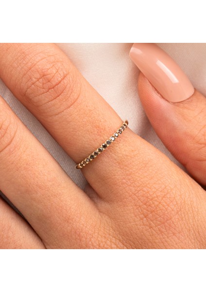 Yarım Tur Altın Yüzük - 14 Ayar Altın 0.25 Karat Yarım Tur Smoky Taşlı Yüzük modelleri