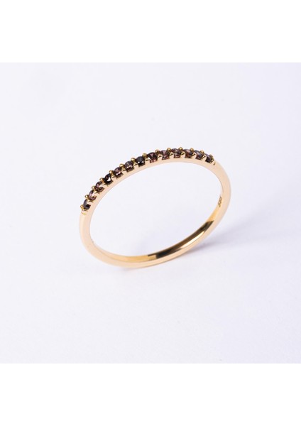 Yarım Tur Altın Yüzük - 14 Ayar Altın 0.25 Karat Yarım Tur Smoky Taşlı Yüzük fırsatları