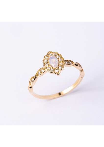 Evlilik Teklifi Altın Yüzük - 14 Ayar Altın Oval Pembe Kuvars Taşlı Kadın Evlilik Teklifi Yüzüğü fiyatları