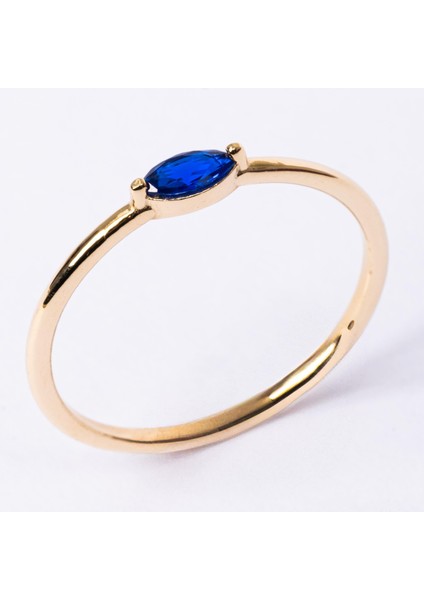 Altın Yüzük - 14 Ayar Altın Markiz Safir Taşlı Minimal Tektaş Kadın Yüzük - Hediyelik Altın Yüzük fiyatları