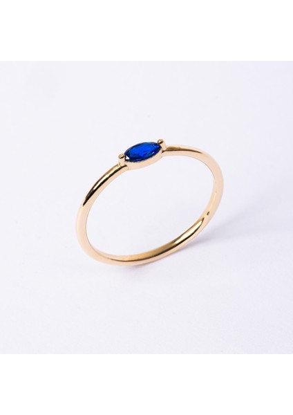Altın Yüzük - 14 Ayar Altın Markiz Safir Taşlı Minimal Tektaş Kadın Yüzük - Hediyelik Altın Yüzük fırsatları