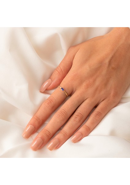 Altın Yüzük - 14 Ayar Altın Markiz Safir Taşlı Minimal Tektaş Kadın Yüzük - Hediyelik Altın Yüzük indirimleri