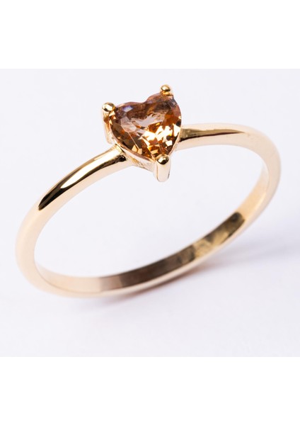 Altın Yüzük - Altın Yüzük - 0.60 Karat Zultanit Taşlı Kalp Tektaş Evlilik Teklifi 14 Ayar Altın Yüzük