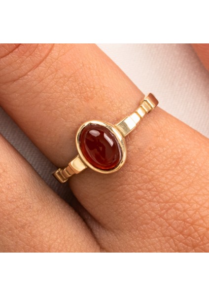 Tektaş Altın Yüzük - Doğal Akik Taşlı Tek Taş 14 Ayar Altın Kadın Yüzük fiyatları