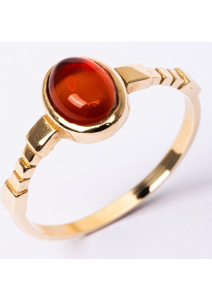 Tektaş Altın Yüzük - Doğal Akik Taşlı Tek Taş 14 Ayar Altın Kadın Yüzük fırsatları