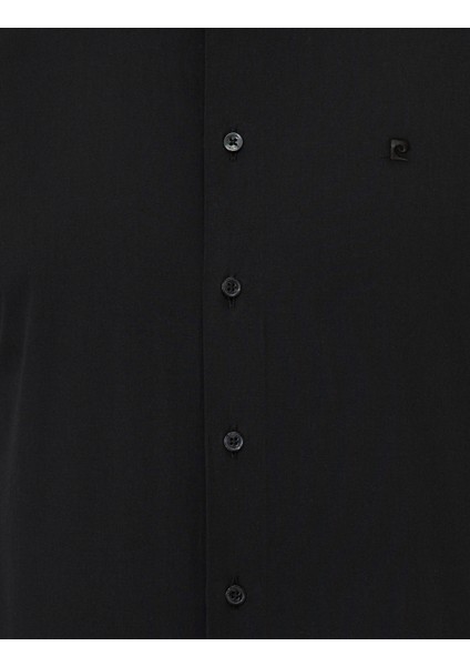 Erkek Siyah Slim Fit Uzun Kollu Basic Gömlek 50247968-VR046