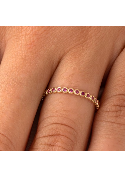 Altın Yüzük - Altın Yüzük - 0.30 Karat Ruby Taşlı Yarım Tur 14 Ayar Hediye Altın Yüzük fiyatları